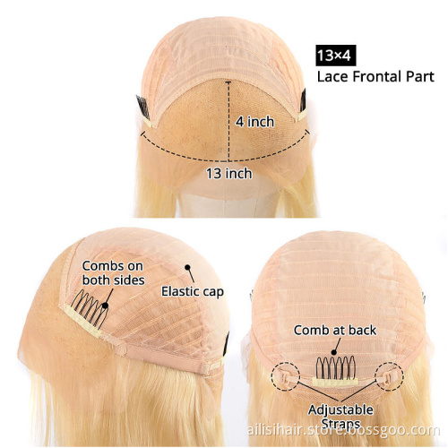 High Quality Short Bob TStyle 4*4 13*4 Transparent  Blonde Human Hair Wigs Blonde 613 Bob Wigs Human Hair Lace Front Blonde